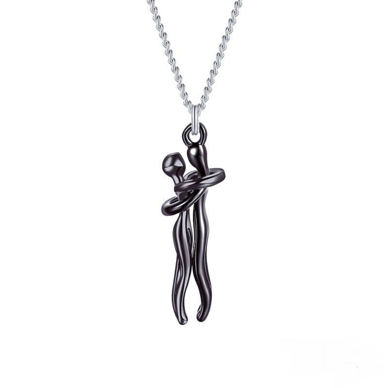 image-Hot Sale Affectionate Hug Necklace Couples Anniversary Valentine's Day Gift Fashion Punk Street Style Pendant Necklace