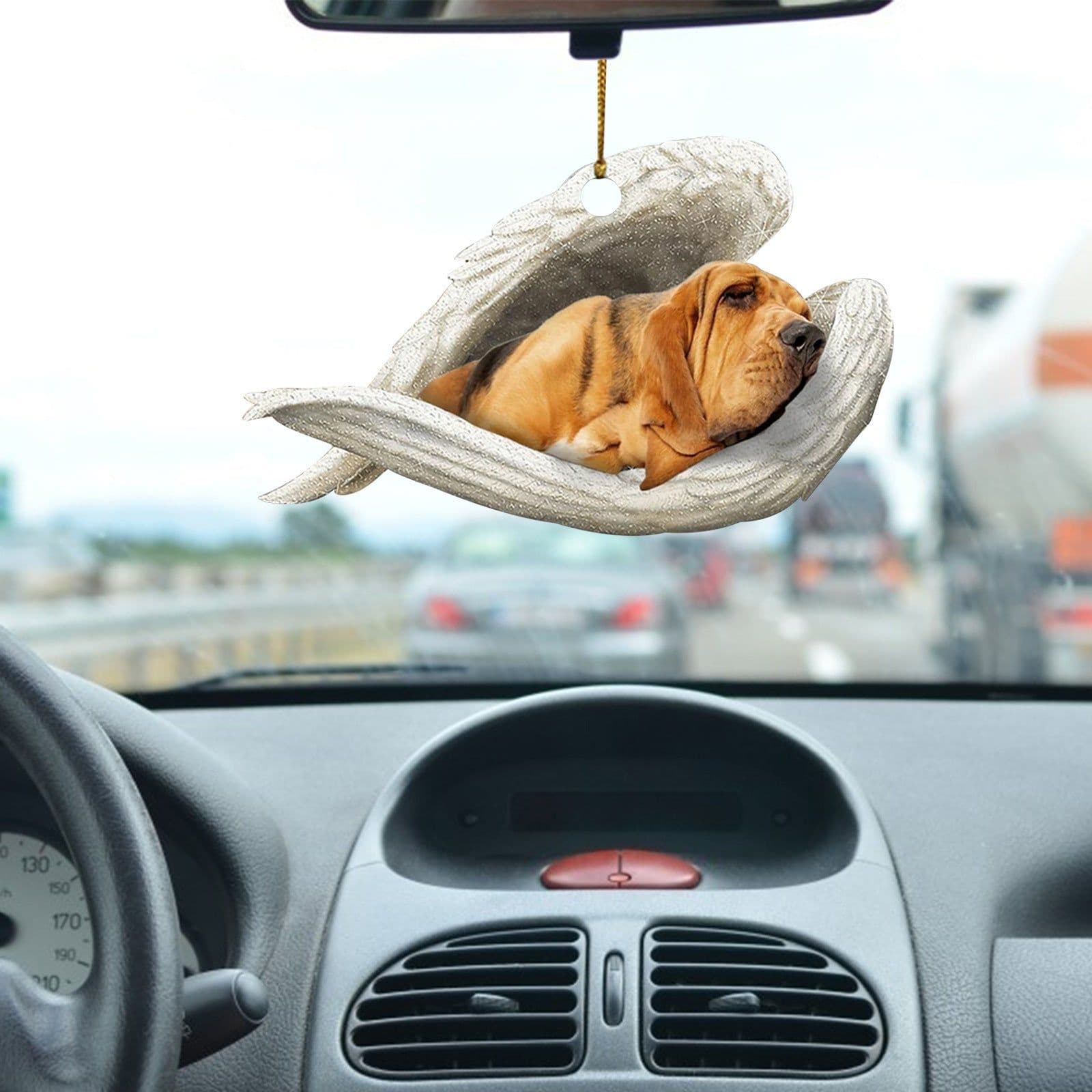 image-Car Pendant Sleeping Dog Angel Home Decor Acrylic Showcase Hanging Ornaments For Doors