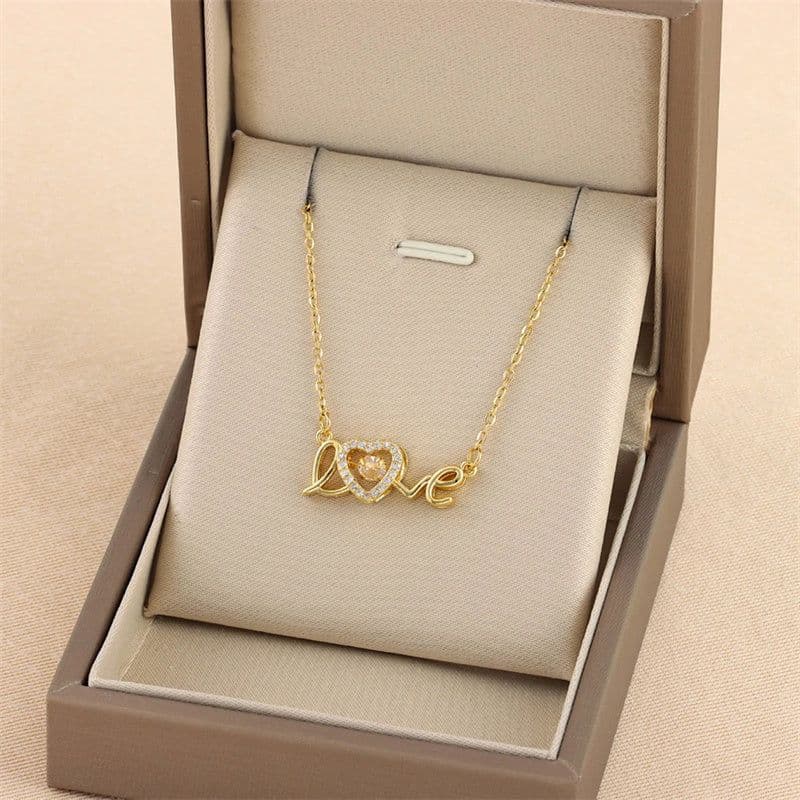 image-Valentines Day Gift New Titanium Steel Necklace Fashion New Love Smart Necklace Female Clavicle Chain Fashion Jewelry Woman