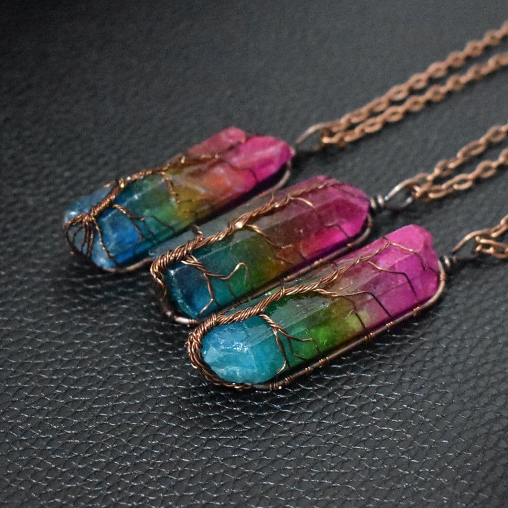 image-Hot Selling Stone Crystal Pillar Tree Of Life Pendant In Europe And America