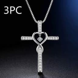 image-Infinity Love God We Trust Christian Cross Birthstone Crystal Pendant Necklace Colour Gems Zircon Heart Necklace Women Jewelry