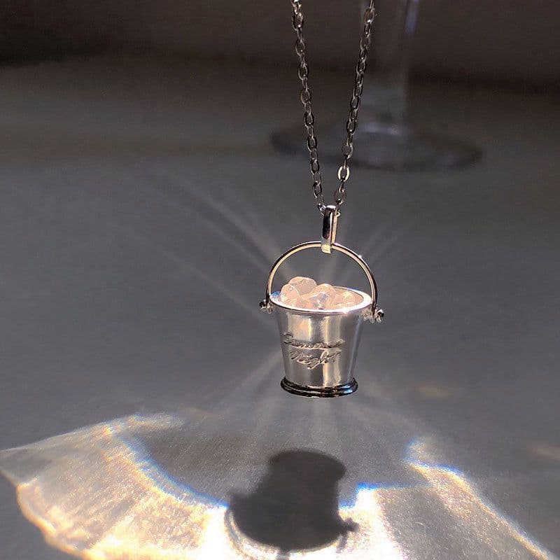 image-Ice Cube Ice Bucket Letter Titanium Steel Necklace