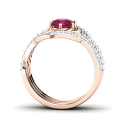 image-Exquisite Rose Gold Flower Ring Anniversary Proposal Jewelry Women Engagement Wedding Band Ring Set