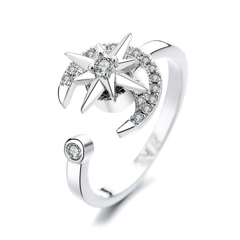 image-Spinner Ring For Women Flower Bee Elegant Adjustable Stress Release Accessory Female Gothic Jewelry Trendy