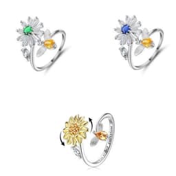 image-Spinner Ring For Women Flower Bee Elegant Adjustable Stress Release Accessory Female Gothic Jewelry Trendy