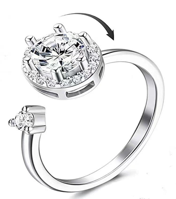 image-Spinner Ring For Women Flower Bee Elegant Adjustable Stress Release Accessory Female Gothic Jewelry Trendy