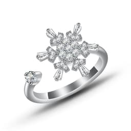 image-Spinner Ring For Women Flower Bee Elegant Adjustable Stress Release Accessory Female Gothic Jewelry Trendy