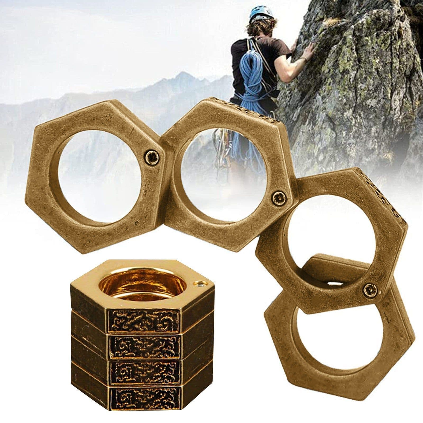 image-Hard Self Defense Ring Emergency Window Breaker Round Hex Ring Finger Buckle Ring Outdoor Climbing Finger Buckle Ring