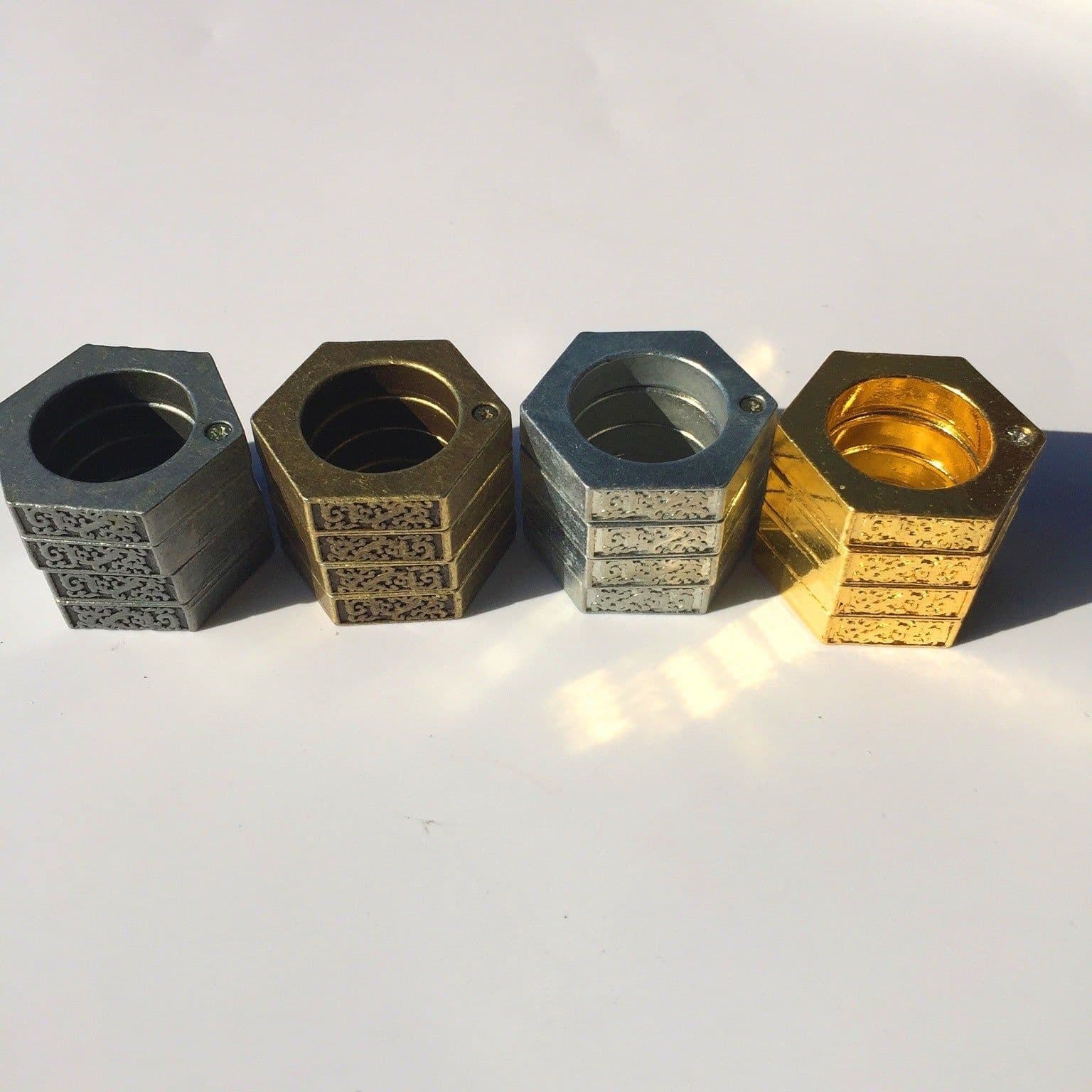image-Hard Self Defense Ring Emergency Window Breaker Round Hex Ring Finger Buckle Ring Outdoor Climbing Finger Buckle Ring