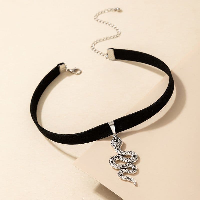 image-Snake Cobra Chokers Witchy Gothic Grunge Collar Velvet Necklace Dark Jewelry For Gift