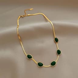 image-Fashion Jewelry Green Stone Crytal Snake Chain Multilayer Necklace For Women Pendant Boho Fashion Jewelry Gift