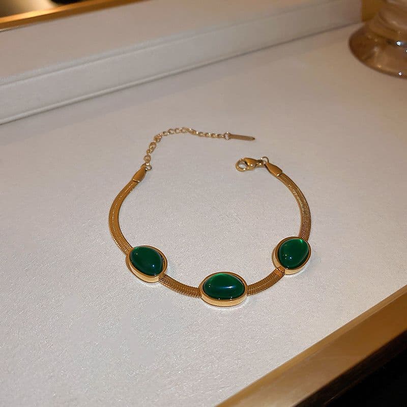 image-Fashion Jewelry Green Stone Crytal Snake Chain Multilayer Necklace For Women Pendant Boho Fashion Jewelry Gift