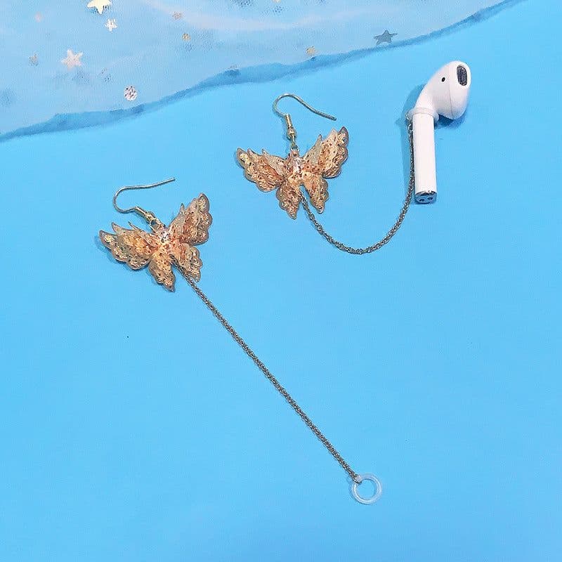 image-Creative Women's Fashion Gold Butterfly Wireless Bluetooth Headphones Anti-lost Cord