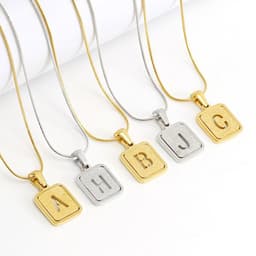 image-Alphabet Necklace 26 Letters Hollow Out Square 18K Necklace Fashion Jewelry