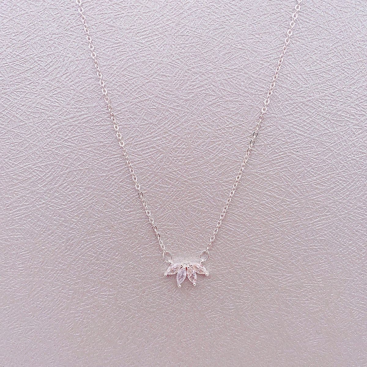 image-Fashion Jewelry Minimalist Shining Flower Petal Necklace For Women Girls Lotus Flower Pendant Necklace Female Party Anniversary Jewelry Gift