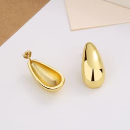 image-Fashion Jewelry Water Drop Glossy 16k Real Gold Plating Simple And Elegant Earrings