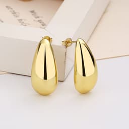 image-Fashion Jewelry Water Drop Glossy 16k Real Gold Plating Simple And Elegant Earrings