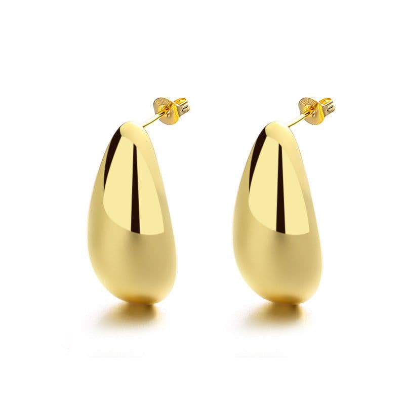 image-Fashion Jewelry Water Drop Glossy 16k Real Gold Plating Simple And Elegant Earrings