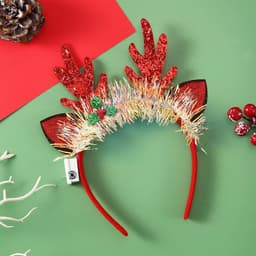 image-IPC Christmas Hair Band Glowing Headband Xmas Tree Snowflake Hair Band Deer Horn Light Flashing Headwear Merry Christmas Gift