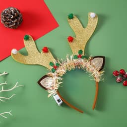 image-IPC Christmas Hair Band Glowing Headband Xmas Tree Snowflake Hair Band Deer Horn Light Flashing Headwear Merry Christmas Gift