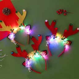 image-IPC Christmas Hair Band Glowing Headband Xmas Tree Snowflake Hair Band Deer Horn Light Flashing Headwear Merry Christmas Gift