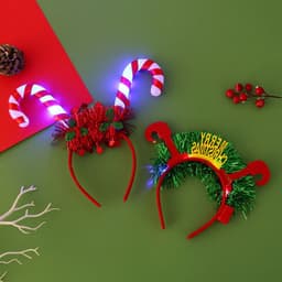 image-IPC Christmas Hair Band Glowing Headband Xmas Tree Snowflake Hair Band Deer Horn Light Flashing Headwear Merry Christmas Gift