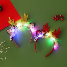 image-IPC Christmas Hair Band Glowing Headband Xmas Tree Snowflake Hair Band Deer Horn Light Flashing Headwear Merry Christmas Gift