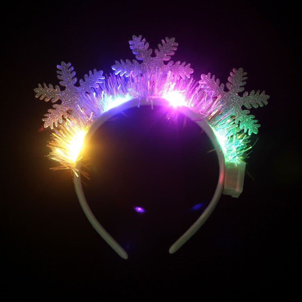 image-IPC Christmas Hair Band Glowing Headband Xmas Tree Snowflake Hair Band Deer Horn Light Flashing Headwear Merry Christmas Gift