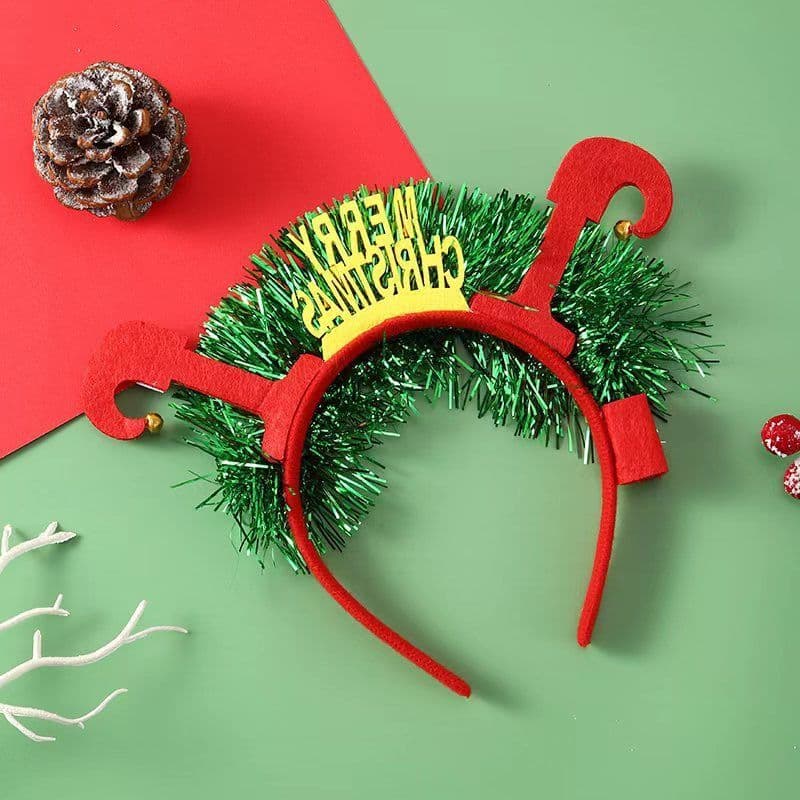 image-IPC Christmas Hair Band Glowing Headband Xmas Tree Snowflake Hair Band Deer Horn Light Flashing Headwear Merry Christmas Gift