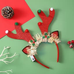 image-IPC Christmas Hair Band Glowing Headband Xmas Tree Snowflake Hair Band Deer Horn Light Flashing Headwear Merry Christmas Gift