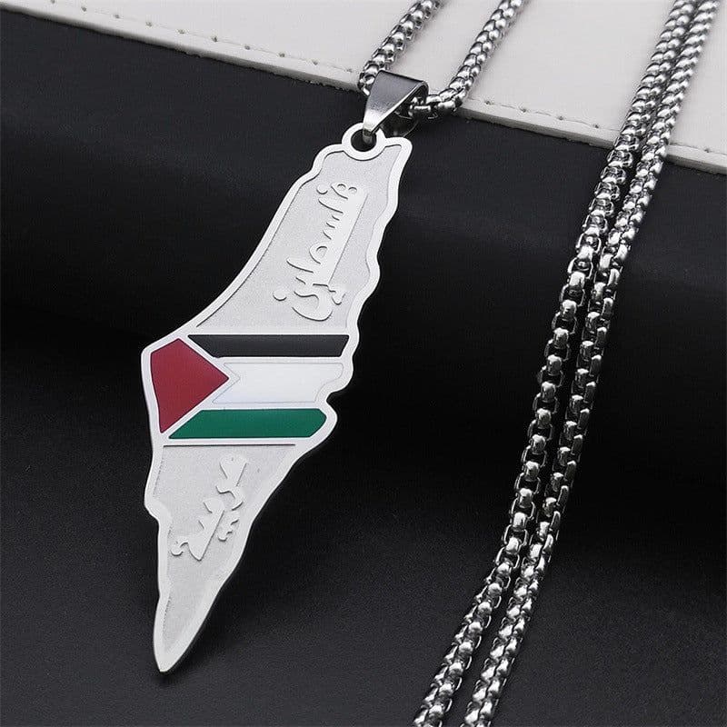 image-Palestine Israel Map Pendant Necklaces For Men Women Stainless Steel Gold Color Palestinians Ethnic Map Jewelry Gifts