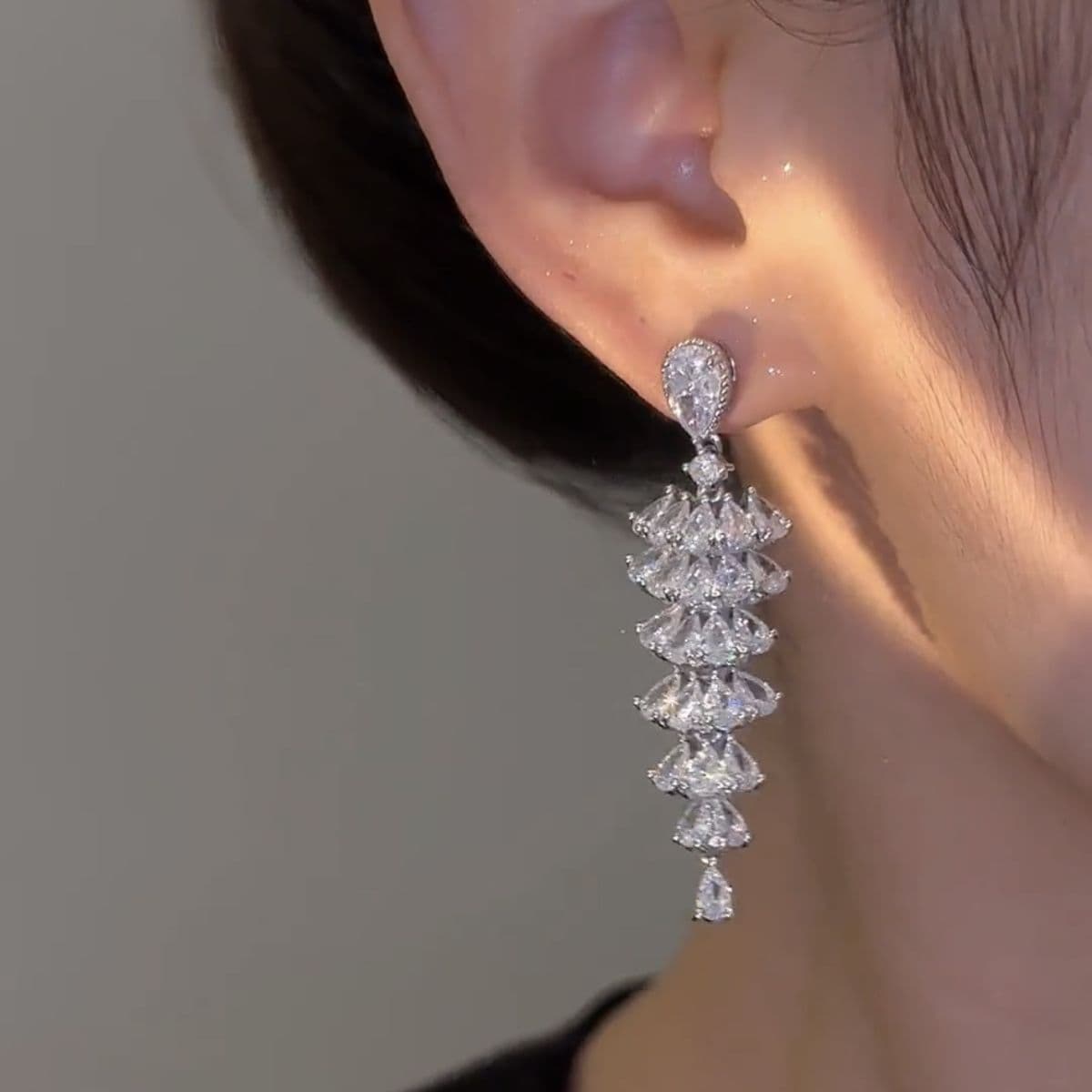 image-Sparkling Zircon Christmas Tree Drop Earrings For Women Trendy Xmas Tree Plant Dangle Earrings New Year Festival Party Jewelry