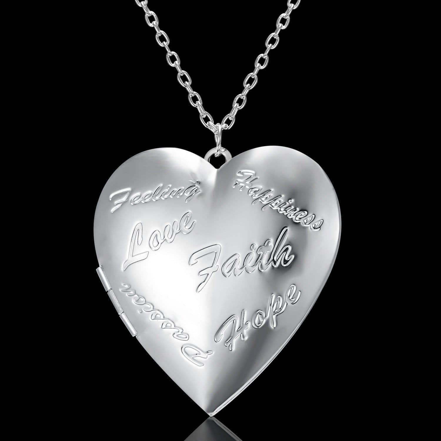 image-Carved Design Love Necklace Personalized Heart-shaped Photo Frame Pendant Necklace For Women Family Jewelry For Valentine's Day