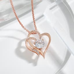 image-Zircon Double Love Necklace With Rhinestones Ins Personalized Heart-shaped Necklace Clavicle Chain Jewelry For Women Valentine's Day