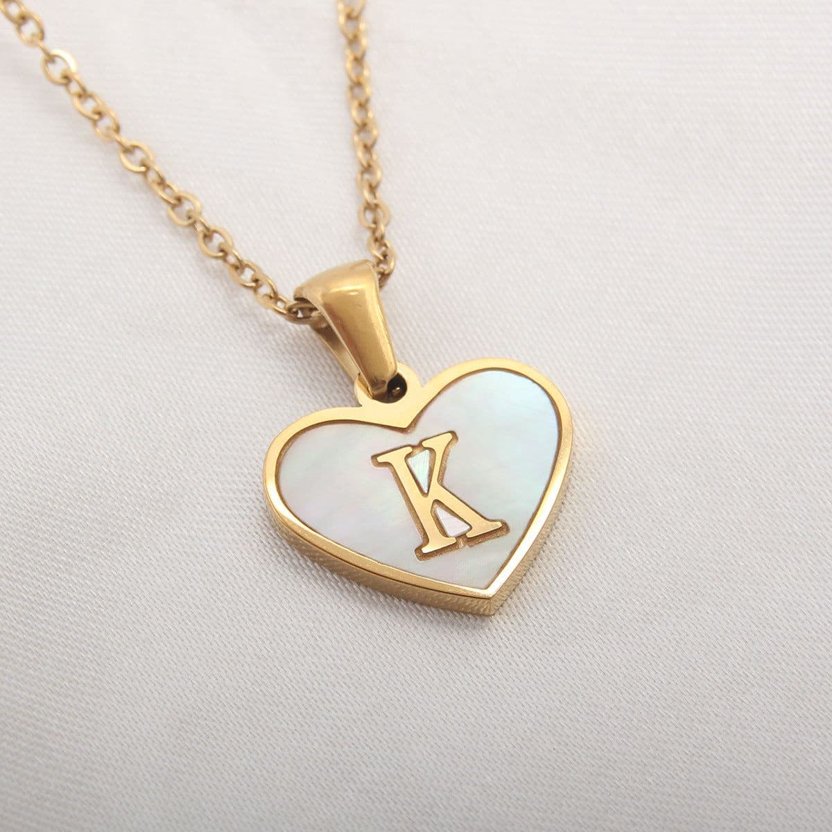 image-26 Letter Heart-shaped Necklace White Shell Love Clavicle Chain Fashion Personalized Necklace For Women Jewelry Valentine's Day