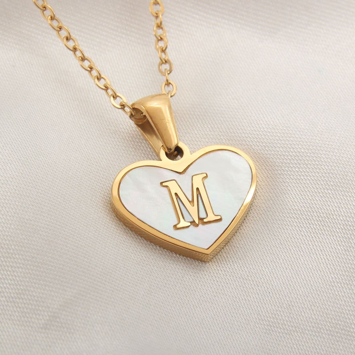 image-26 Letter Heart-shaped Necklace White Shell Love Clavicle Chain Fashion Personalized Necklace For Women Jewelry Valentine's Day