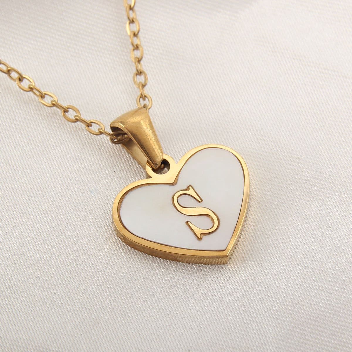 image-26 Letter Heart-shaped Necklace White Shell Love Clavicle Chain Fashion Personalized Necklace For Women Jewelry Valentine's Day