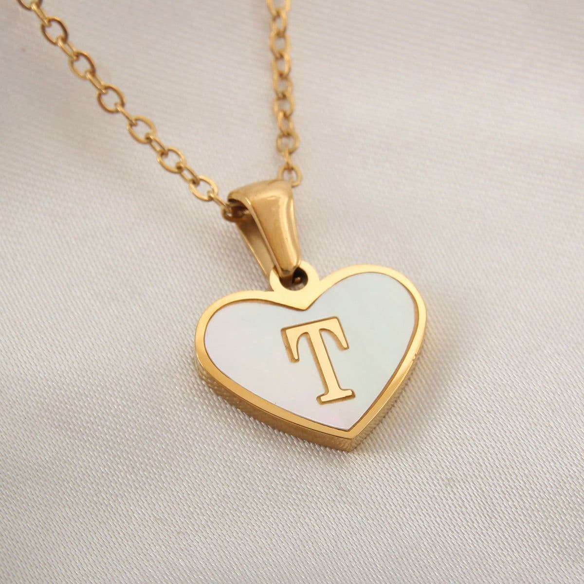 image-26 Letter Heart-shaped Necklace White Shell Love Clavicle Chain Fashion Personalized Necklace For Women Jewelry Valentine's Day