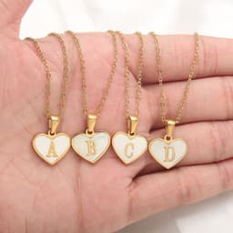 image-26 Letter Heart-shaped Necklace White Shell Love Clavicle Chain Fashion Personalized Necklace For Women Jewelry Valentine's Day