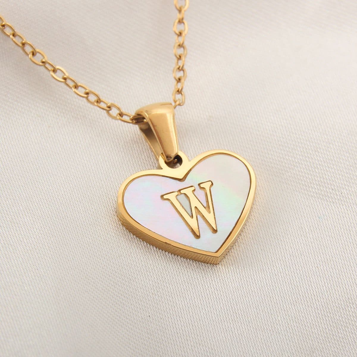 image-26 Letter Heart-shaped Necklace White Shell Love Clavicle Chain Fashion Personalized Necklace For Women Jewelry Valentine's Day
