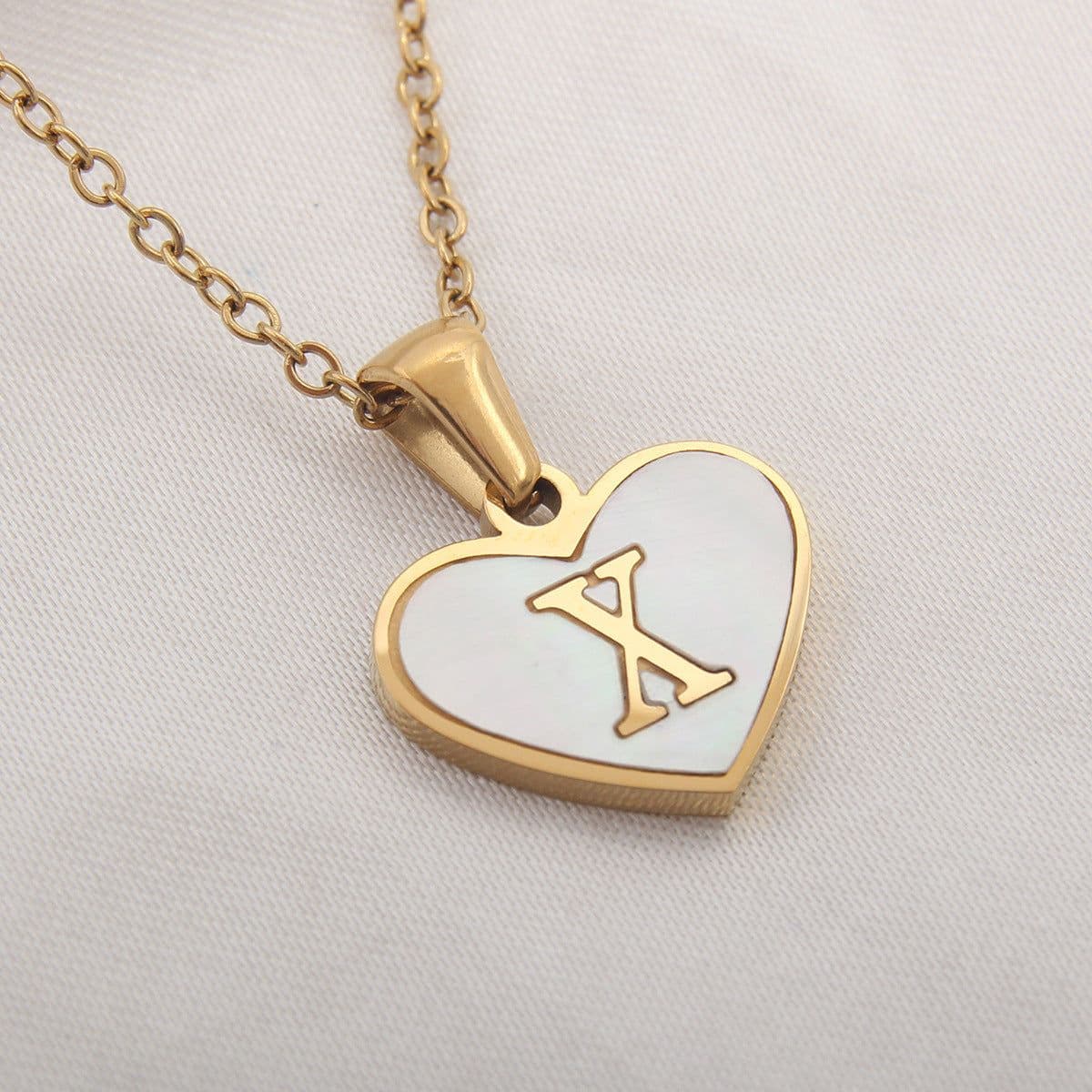 image-26 Letter Heart-shaped Necklace White Shell Love Clavicle Chain Fashion Personalized Necklace For Women Jewelry Valentine's Day