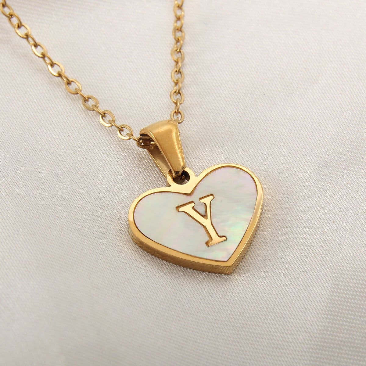 image-26 Letter Heart-shaped Necklace White Shell Love Clavicle Chain Fashion Personalized Necklace For Women Jewelry Valentine's Day