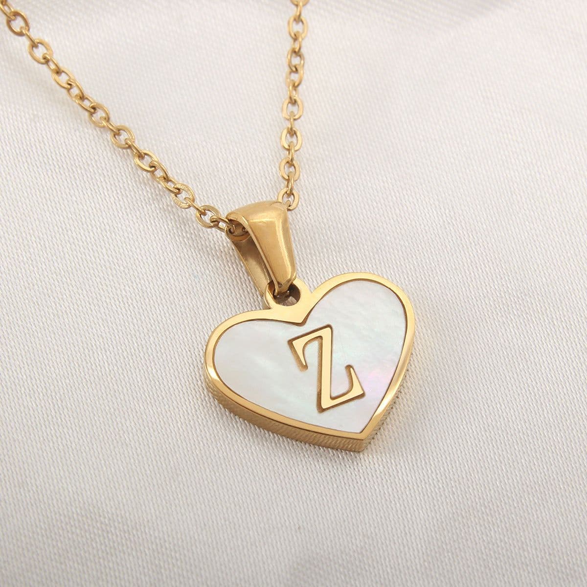 image-26 Letter Heart-shaped Necklace White Shell Love Clavicle Chain Fashion Personalized Necklace For Women Jewelry Valentine's Day