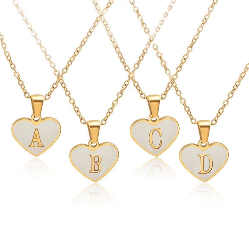 image-26 Letter Heart-shaped Necklace White Shell Love Clavicle Chain Fashion Personalized Necklace For Women Jewelry Valentine's Day