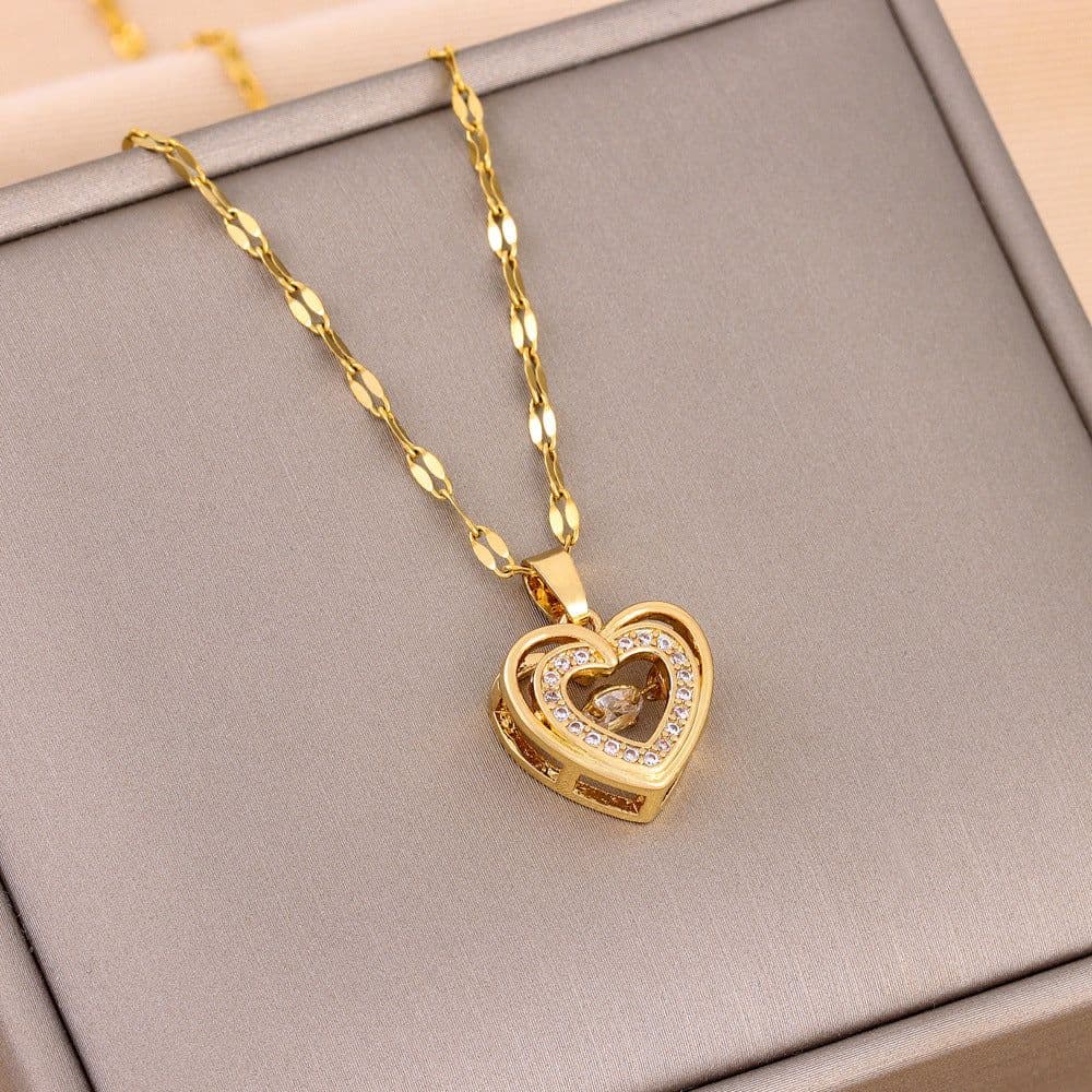 image-Valentines Day Gift Double-layer Smart Love Pendant Titanium Steel Necklace Fashion Jewelry Woman