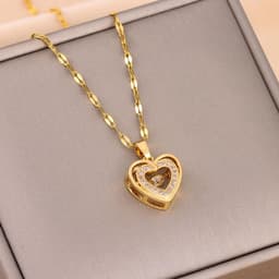 image-Valentines Day Gift Double-layer Smart Love Pendant Titanium Steel Necklace Fashion Jewelry Woman