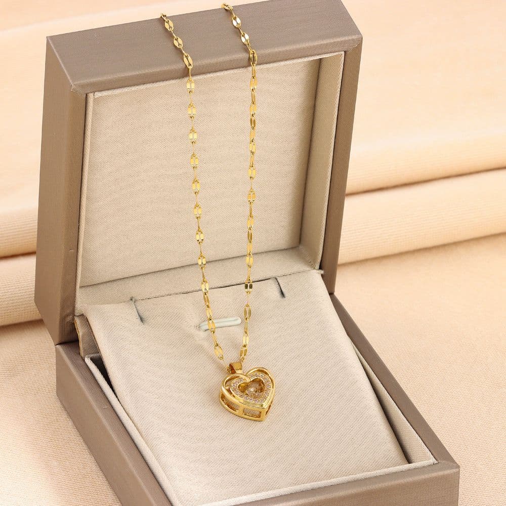image-Valentines Day Gift Double-layer Smart Love Pendant Titanium Steel Necklace Fashion Jewelry Woman