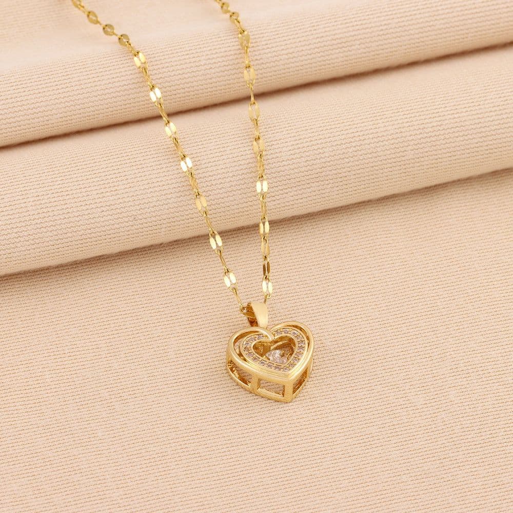 image-Valentines Day Gift Double-layer Smart Love Pendant Titanium Steel Necklace Fashion Jewelry Woman