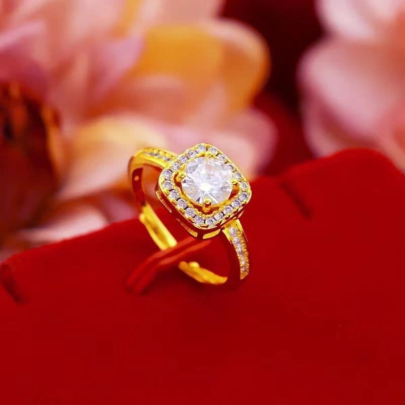 image-Fashion Jewelry Set Zircon Gem Pendant Chain Choker Necklace For Women Gold Color Stud Earring Statement Wedding Ring