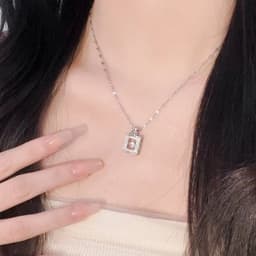 image-Valentines Day Gift Perfume Bottle Pendant Titanium Steel Necklace Korean Trend Zircon Luxury Female Necklace Charm Jewelry Gift Fashion Jewelry Woman